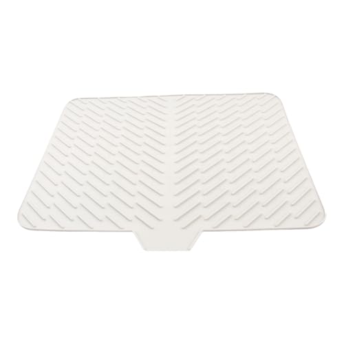 Silicone Dish Drying Mat for Kitchen Counter,23"X17" With Built-in Drain Lip,Food-Grade Silicone,Heat-Resistant Eco-friendly Hygienic Drying Mat Leak-Proof and Non-Slip,Multi-Functional Use(White) by WOCHGJAQUA - Used condition - US$10.25