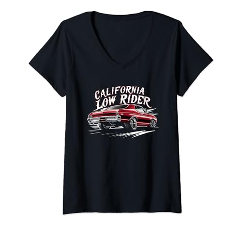 Mujer California Low Rider Cholo Mexican Cali Car Hombres y Mujeres Camiseta Cuello V