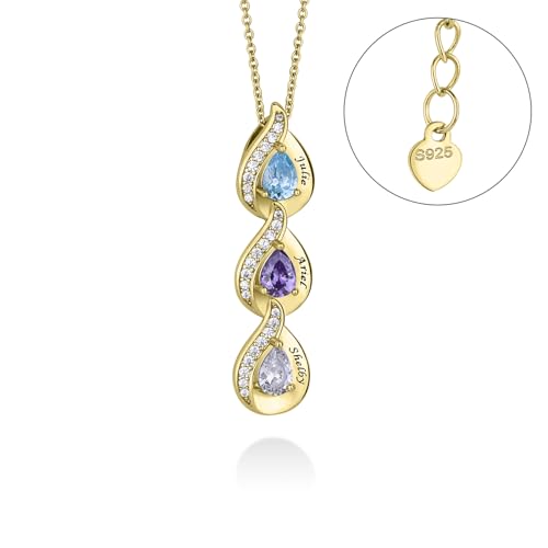 Personalized Sterling Silver Mom Necklace with Birthstone Name Custom Mother Necklaces for Women Girlfriend Mom Wife2