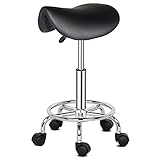 TactFire Sgabello con Ruote Regolabile in Altezza in Pelle PU, Sedia da Lavoro Imbottita c...