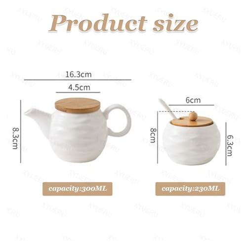 Juego de jarras de azúcar y crema de cerámica para servir el café sin manchas ni goteos 3