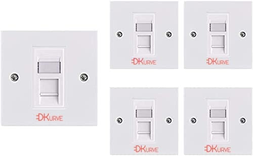 DKURVE® RJ45 Socket Cat6 Network Single Port Flat Face Wall Plate with Keystone Jack (5 SET)