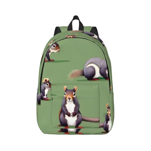 Sac à dos de voyage décontracté imprimé écureuil rouge en toile pour homme et femme