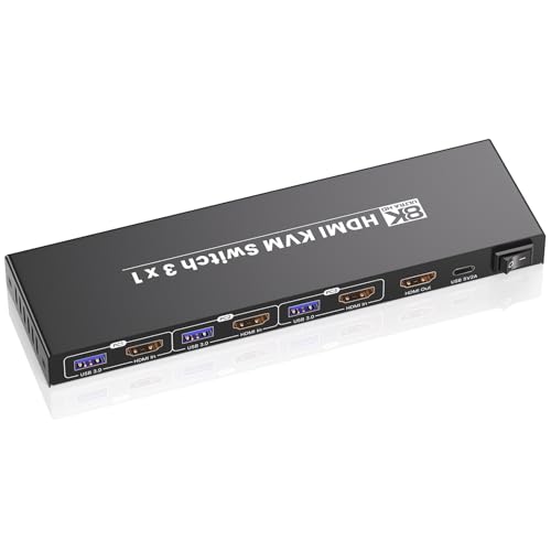 Commutateur KVM HDMI avec Hub 4 ports USB 3.0 et prise en charge vidéo ultra fluide 4K 120Hz