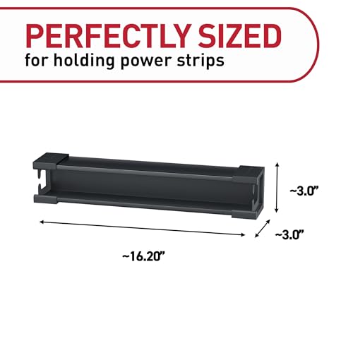 Command Power Strip Holder, 1 Tray and 8 Strips, 15" Storage Space for Power Banks, Black, Great for Damage-Free Electronics Organization Under Desk or Wall Mount by Command - Used condition - Image 2