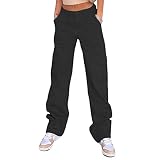 QYANGG High Waist Cargo Pants Women Stretch Baggy Cargo Pants Women Multiple Pockets Relaxed Fit Str