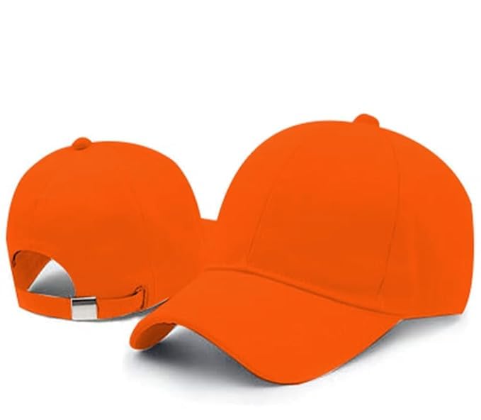 RYTORIA Unisex Plain Baseball Cap | Adjustable Cotton Cap for Men & Women | Solid Orange Stylish Sports Cap Outdoor Use-image-42