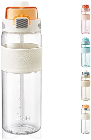CMSH Sport Water Bottle 24oz&32oz large diameter flip top water bottle with Straw & Anti-scalding,One-click open,two ways to drink, suitable for all occasions Sports fitness leisure（32OZ-White
