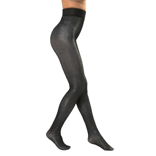 Tkidplw Mallas con forro polar con purpurina para mujer, medias térmicas translúcidas, cálidas, gruesas, para invierno y otoño, Negro, Altoa única