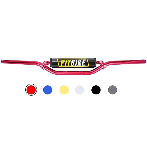 Image of Motorcycle Handlebars 7 /8 Inch,RUTU Universal Dirt Bike Handle Bar with Crossbar Pad Low-Rise Drag Bar for Motocross ATV Quad-Red