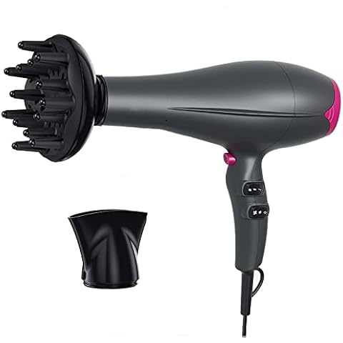 Hair Dryer Professional, Negative Ionic Hairdryer with 2200W and 2 Speeds 3 Heat Settings, Fast Dry Hairdryer with Attachment Diffuser & Concentrato (Grey) Cover
