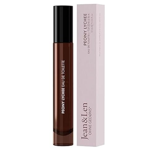 Jean & Len Eau de Toilette Peonía y Lichi, Eau de Toilette con fragancia de peonía y lichi, práctico mini perfume, ideal para viajar, frasco de cristal de calidad, 10 ml