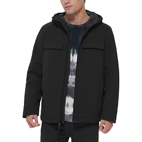 DKNY Mens Performance Tech Hooded Modern Storm Coat