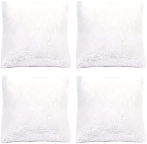 SET OF 4 - Extra Soft Teddy Bear Faux Fur Fleece Cushion Covers 45cm x 45cm / 18x18-14 Amazing Colours (Lime Green)