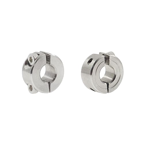 2 PCS Double Split Shaft Collar,SAFYY 304 Stainless Steel Two-Piece Clamping Collar with M3 Set Screws,3/8 Inch Bore Size
