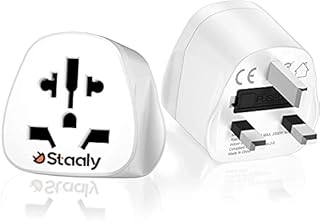 Staaly (2 Pack) UK/AUS/US to UK Plug Adapter & Socket Covers, 2/3 pin to 3 pin, Universal Travel Adapters, Reliable Fit to Type A,B,I,J,L for Appliances under 250 V|10A Fuse - Type G Adapter