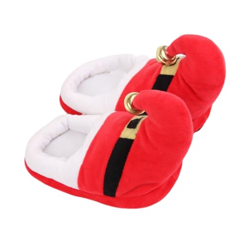 Happyyami 1 Pair Christmas Elf Slippers Non- Slip Plush Warm Slippers Adult Elf Shoes Women Mens Slippers