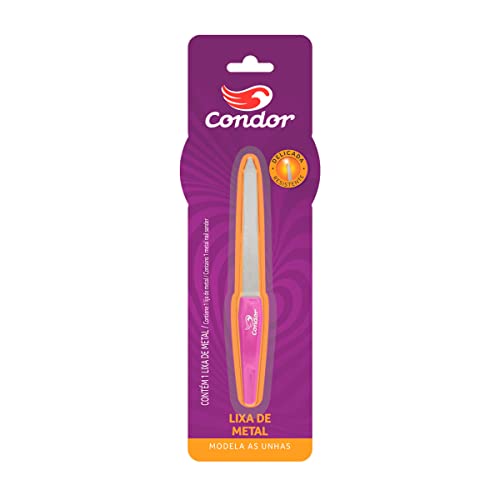 Condor, Lixa de Unha, Metal, Abrasividade Média, Modela as Unhas, Delicada e Resistente, Cabo Anatôm