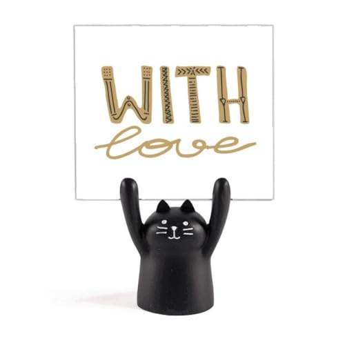 Porte-mémo chat noir avec citation d'amour pour bureau