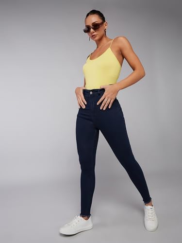 Image of Dolce Crudo Women's Skinny High Rise Bleached Cropped Stretchable Denim Jeans