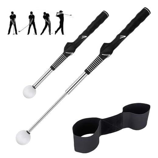 KBIBCK 2 Pcs Golf Training Aids, Retractable Golf Grip Training Aid, Golf Swing Trainer Arm Band, Posture Correction Alignment, Golf Alignment Sticks Golf Swing Training Aid for Beginners Men Women