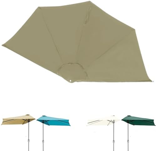 9FT Half Umbrella Replacement Canopy - Outdoor Patio Umbrella Cloth for 5 Ribs, Half Round Parasol Cover, Durable Waterproof Canopy for Garden, Deck & Balcony