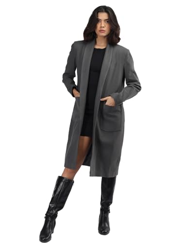 Image of CHKOKKO Women Elegant Winter Wear Warm Coat Classic Knee Length | Solid Color Design with Convenient Front Pockets | Ideal for Formal and Semi-Formal Occasions