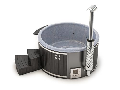 FinnTherm Holz Badefass Stockholm aus Thermoholz, Hot Tub Ø 200 cm, 8...