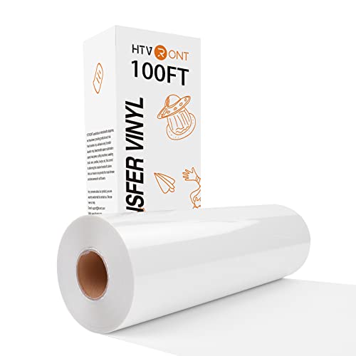 HTVRONT HTV Vinyl Rolls White Iron on Vinyl - 12" x 100ft HTV for Shirts, White Heat Transfer Vinyl for All Cutting Machines - Easy to Cut & Weed for DIY Heat Transfer Design