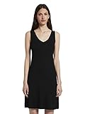 V-Neck TOM TAILOR Damen Jersey Basic Kleid, 14482-Deep Black, 36