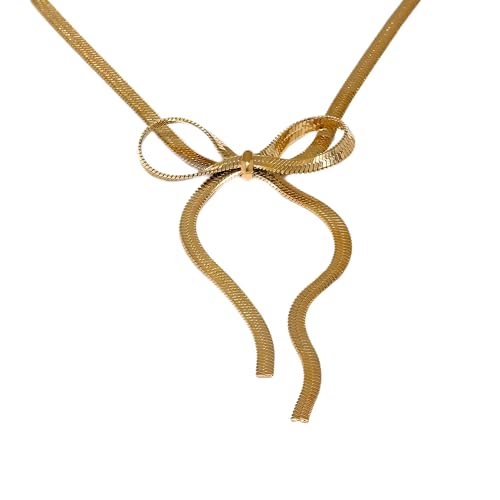 Collier acier inoxydable filles bowknot anti-allergie résistant à l'eau pour la peau sensible