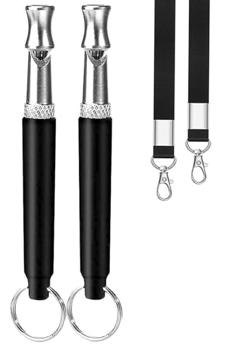 LFEEY 2 Pack Ultrasonic Dog Whistle to Stop Barking, Professional Recall Dog Training Whistles, Adjustable Ultrasonic Silent Dog Whistle, with Lanyard