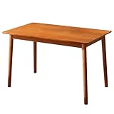 BAKEVE Dining Table for 4-6 Person- 47.2'' Solid Wood Kitchen Table, Mid Century Modern Desk, Farmhouse Rectangular Dining Room Table for Living Room, Office, Kitchen and Study (Cherry)