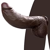 11.6in Huge Thick Big Black Dildo, 2.67'' Diameter Realistic BBC Curved Dildo, Soft Dual Density Giant Silicone Dildos, XXL Massive Dildos, Cobulipo Big Size Adult Sex Toys for Women Men Gay
