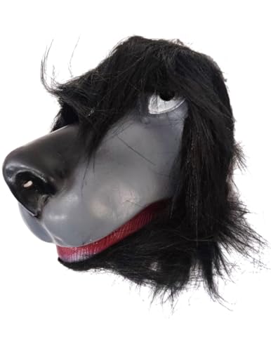 Image of BookMyCostume Jamwant Mythological Fancy Dress Mask - Grey & Black Face Mask with Hair Outline for Ramleela Role Play | Adult Size