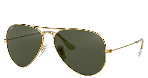 Ray-Ban RB3025 Aviator Sunglasses (58 mm, Gold Metal Frame/Non-Polarized Green G-15 Lens)