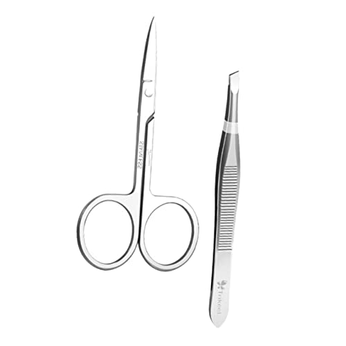 CALLARON Handheld Eyebrow Clamp Tweezer Set Stainless Steel Brow Scissor Shaping Tweezers Beauty Tools