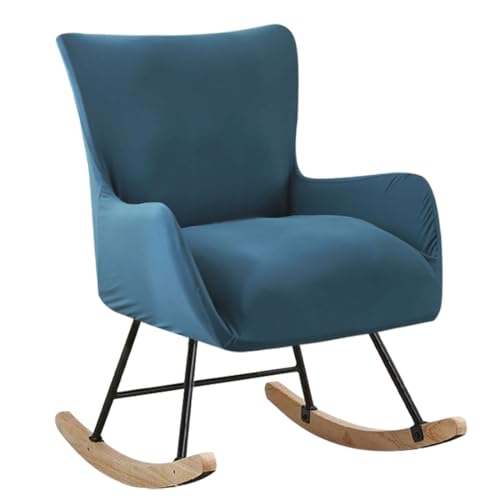 Image of Buenanir Nursery Rocking Chair Cover Stretchable Glider Chairs Cover Slipcovers Printed Rocking Accent Armchair Slipcover for Living Room Bedroom Offices, Peacock Blue