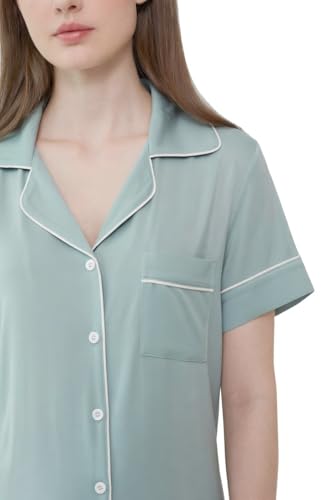 Image of Joyaria Women's Cooling Bamboo Viscose Pajamas Shorts Set Button Front | Moisture Wicking, Cool & Lightweight, Breathable PJs for Night Sweats