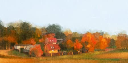 Dessiné à la main : tableau acrylique 100x50cm impressionnisme abstrait paysage d'automne