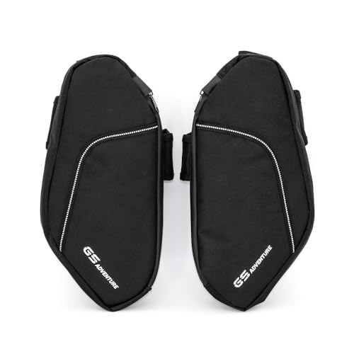 Alforjas universales para barras de protección de cuadro de motocicleta para BMW R1250GS ADV, paquete de 2, nylon negro impermeable de 2.5 litros miniatura 2