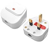 Hoembpn UK 3 Pin Plug 13A Fused Mains Plugs with Switch and LED Replacement Electric Plug 250V UK Safety Heavy Duty Power Plugs for Home and Workplaces,2 Pack