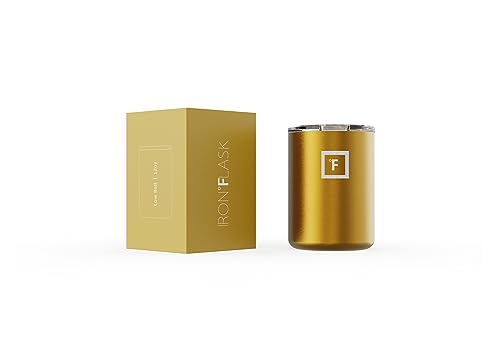 IRON °FLASK Low Ball 12 oz Insulated Tumbler w Flip Lid - Portable Travel Mug Tumbler for Hot & Cold Drink - Leak-Proof, Double Walled - Water, Coffee - Mothers Day Gifts - Gold