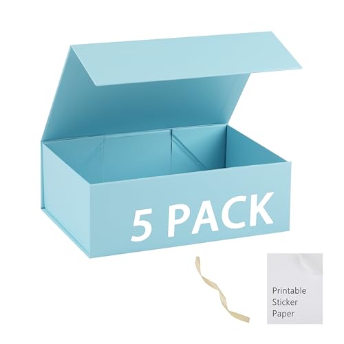 MUMUPACK Light Blue Gift Box,13x11x5.3 Large Gift Boxes With Lids For Presents Includes Ribbon And Diy Printable Sticker Paper,Bridesmaid Proposal Box,Magnetic Gift Box For Birthday,Wedding,Graduation