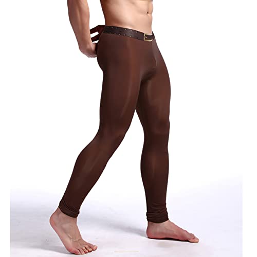 Hularka Mens Compression Pants Athletic Workout Leggings Running Gym Tights Base Layer Bottoms Coffee B Large #TOP4