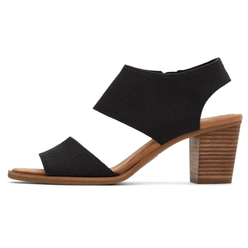 TOMS Women's Majorca Cutout Heeled Sandal, Black Melange Woven, 7.5 - image 1