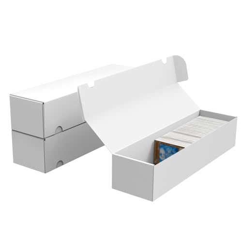 XRACV Trading Card Storage Box, 3-Pack 1100 Count White Corrugated Cardboard Bulk Sports Storage Box for TCG/Magic/Mtg Basketball Cards, Collectible Trading Cards