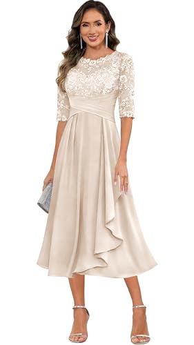 Lvloet Lace Mother of The Bride Dresses Beige Mother Groom