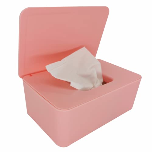 Image of DEF Wipes Dispenser Baby Wipes Case Sealed Keeps Wet Tissue Fresh Flushable Case Holders Easy Open and Close Non-Slip for Desk Office Dorm Kitchen Washroom Vanity(Pink)