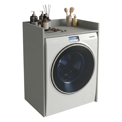 INNOVAHOME Armoire Machine a Laver, Meuble Machine à Laver et Sèche-Linge, Meuble Lave Linge avec Étagère de Rangement, Cache Supérieur sans Perçage -...